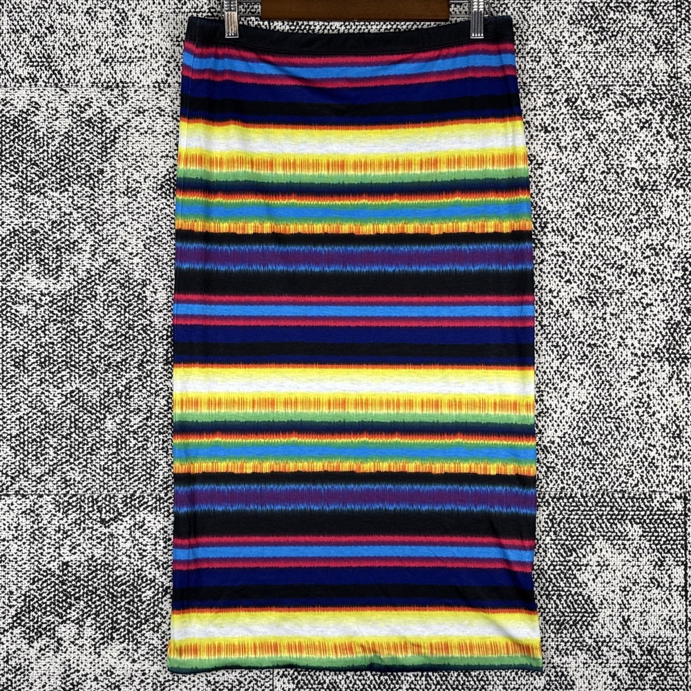 Bisou Bisou Michele Boubot Striped Pencil Skirt Large Elastic Waist Stretch